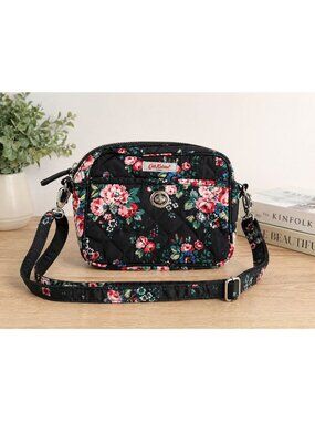 Cath Kidston Quilted Floral Crossbody Bag Turn-Lock Cottagecore English Garden